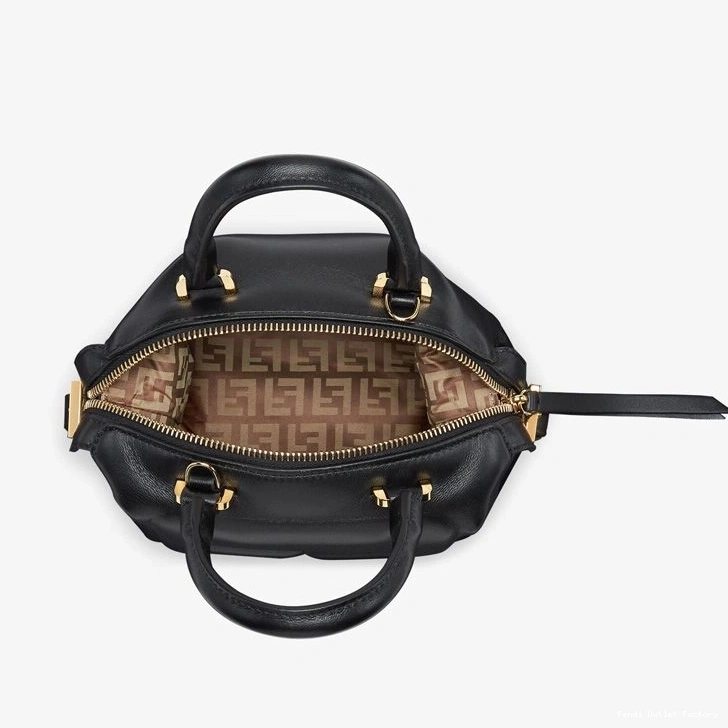 Vintage HOT In Fendi Bag Mini Cube Leather Black Nappa FF 0711